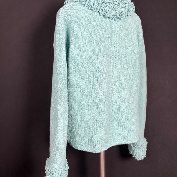 Fred Thomas Plush Cardigan Sweater Blue, Small - Picture 6 of 8